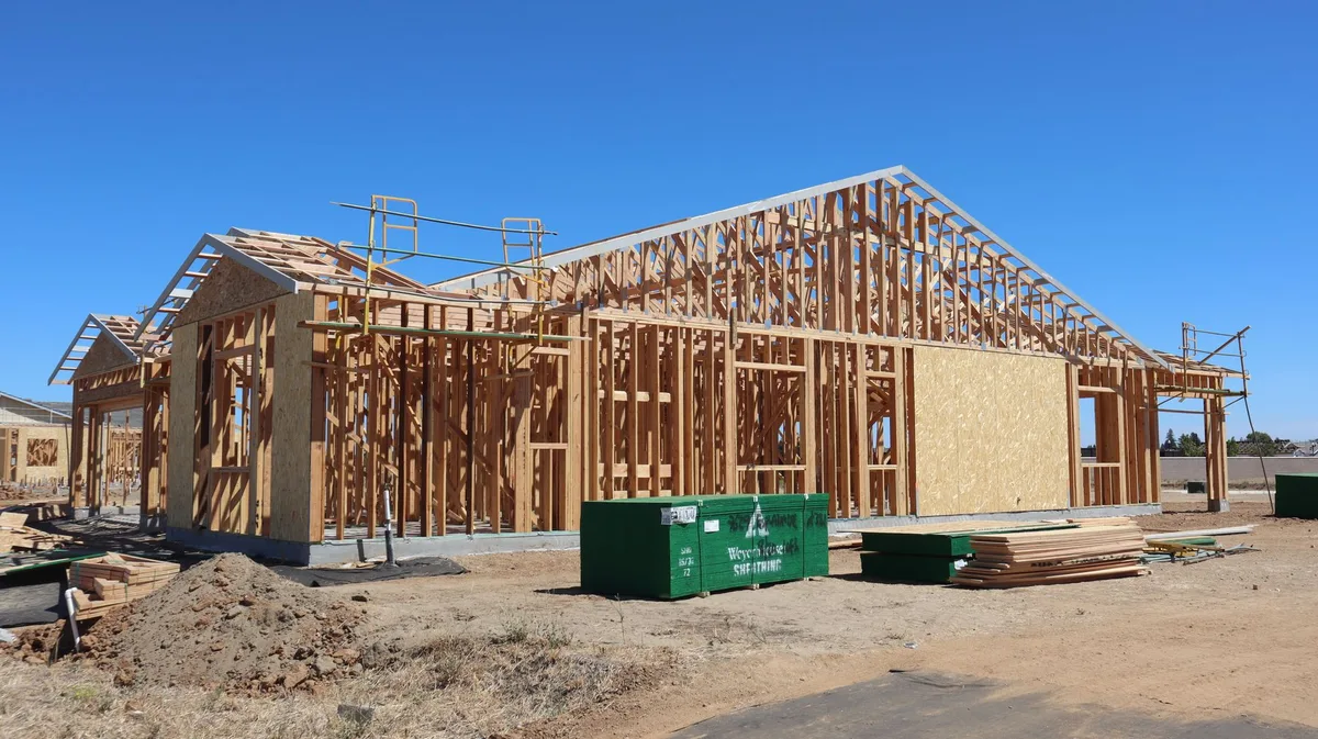 New home addition wood framing under construction
