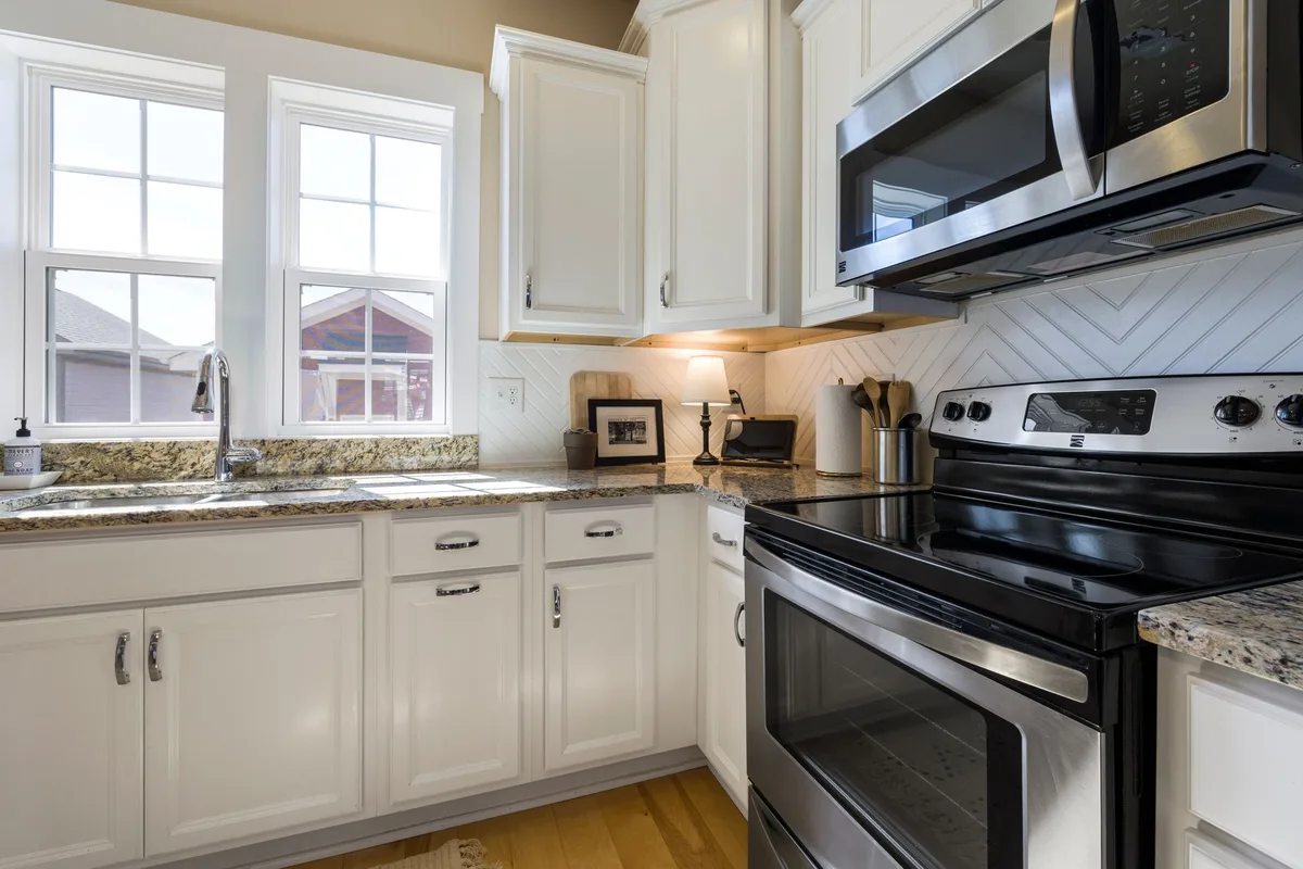 Clean white kitchen cabinets